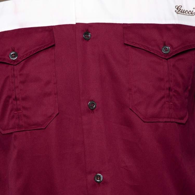 مملوكة مسبقًا Gucci Tricolor Cotton Patch Pocket Skinny Fit Shirt M 