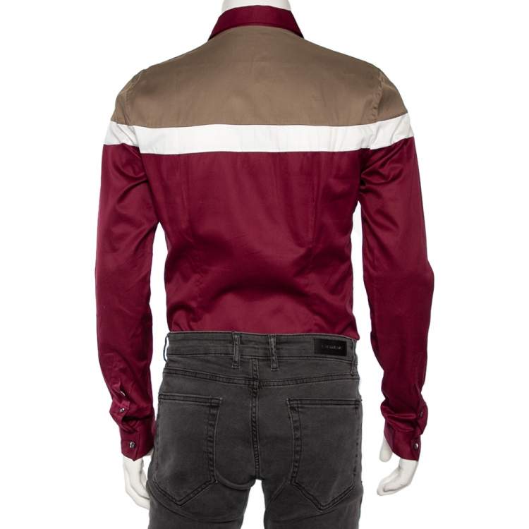 مملوكة مسبقًا Gucci Tricolor Cotton Patch Pocket Skinny Fit Shirt M 
