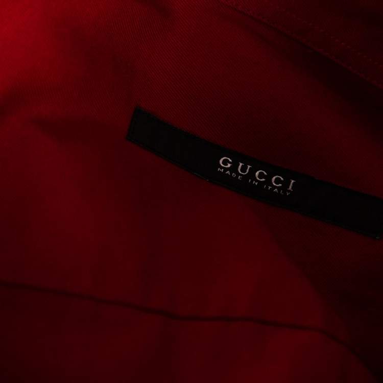 Pre Owned Gucci Red Cotton Double Pocket Military Shirt M 