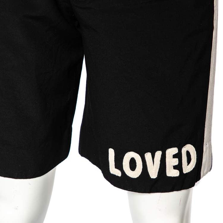 Pre Owned Gucci Black Wool Contrast Stripe Detail Shorts S