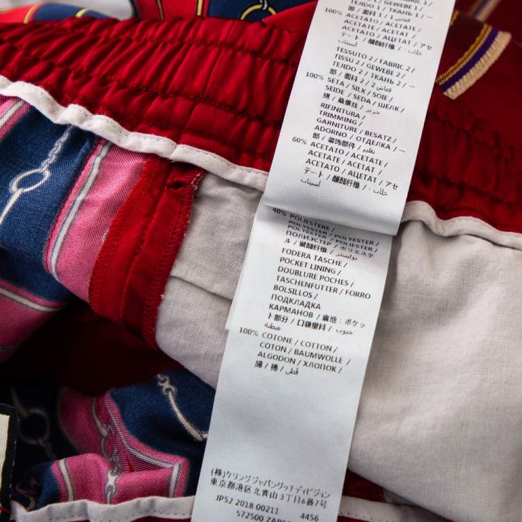 Pre Owned Gucci Red Silk Blend Print Detail Shorts L