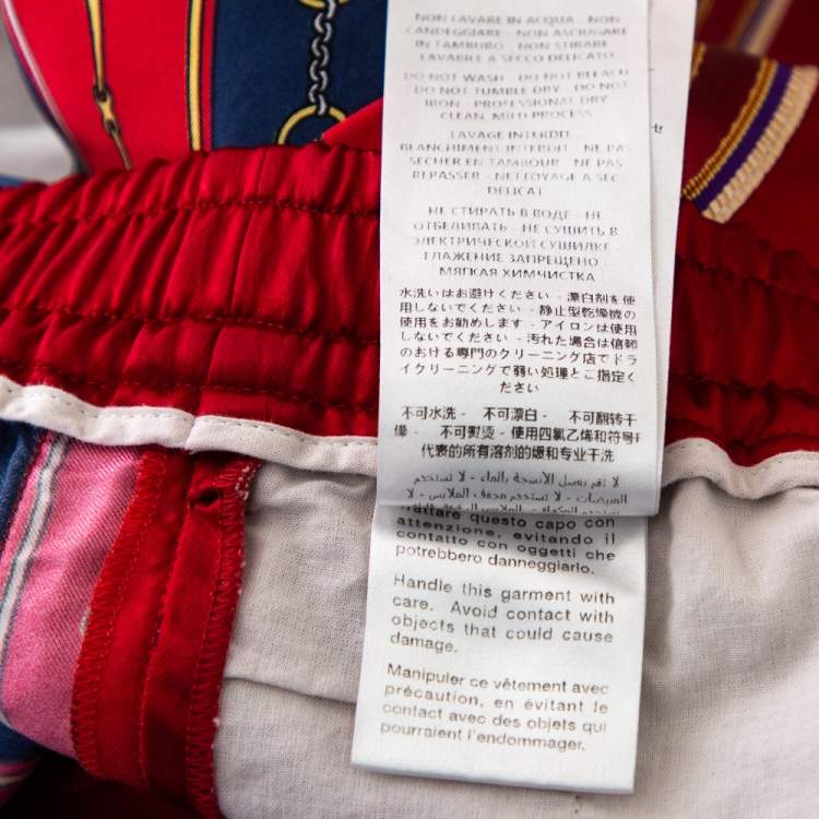 Pre Owned Gucci Red Silk Blend Print Detail Shorts L