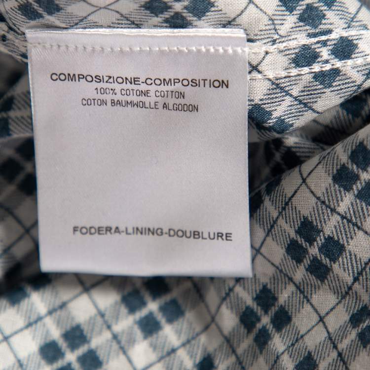 Pre Owned Gucci Blue Dupplin Checked Cotton Front Button Fitted Shirt M 