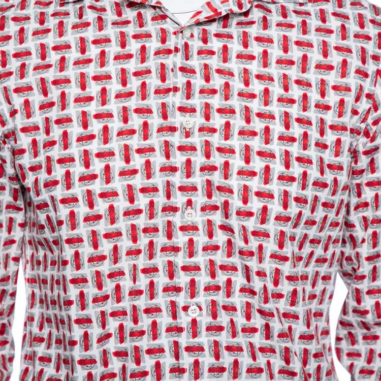 Pre Owned Gucci Multicolored Abstract Print Cotton Button Front Shirt M
