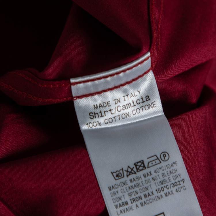 Pre Owned Gucci Maroon Cotton Button Front Shirt M