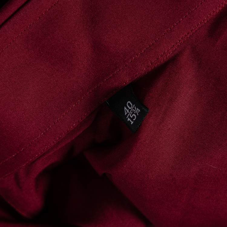 Pre Owned Gucci Maroon Cotton Button Front Shirt M