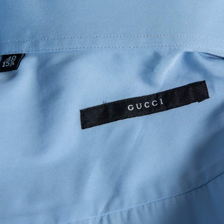 مملوكة مسبقًا Gucci Sky Blue Cotton Button Front Shirt M 