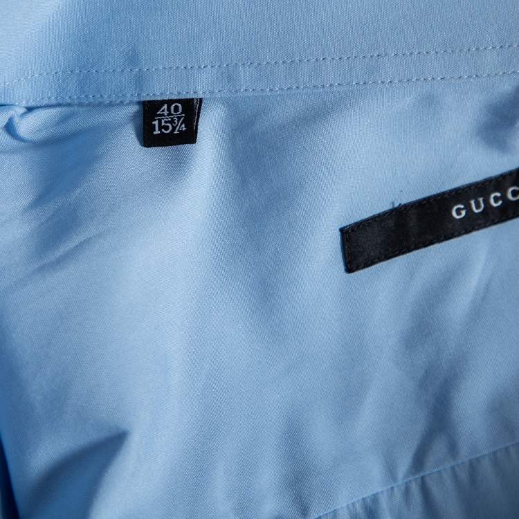 مملوكة مسبقًا Gucci Sky Blue Cotton Button Front Shirt M 