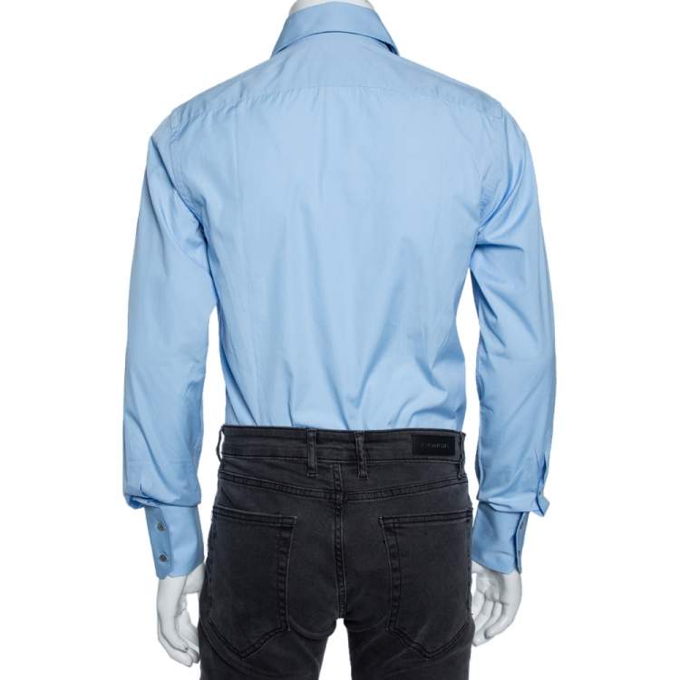 مملوكة مسبقًا Gucci Sky Blue Cotton Button Front Shirt M 