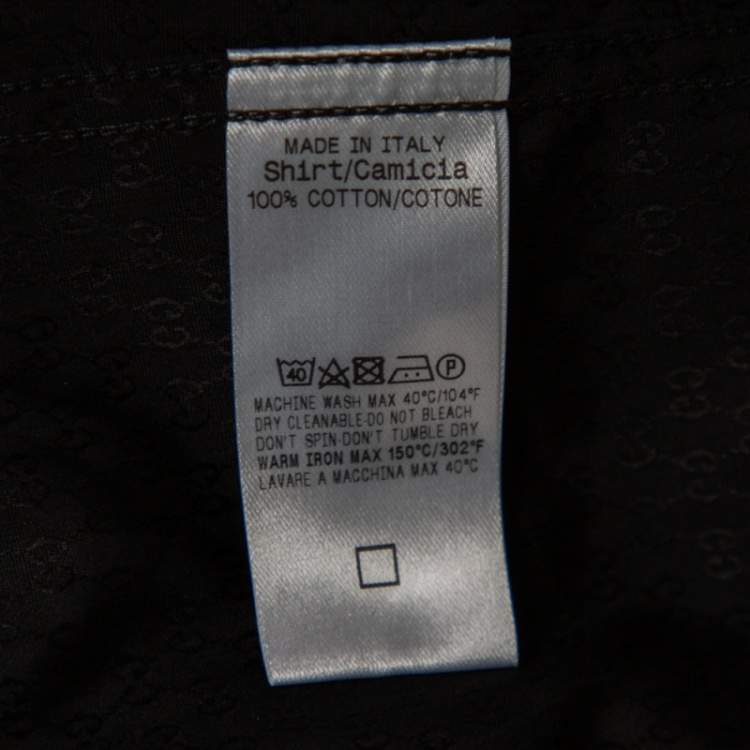 Pre Owned Gucci Black Cotton Jacquard Logo Detail Fitted Shirt M 