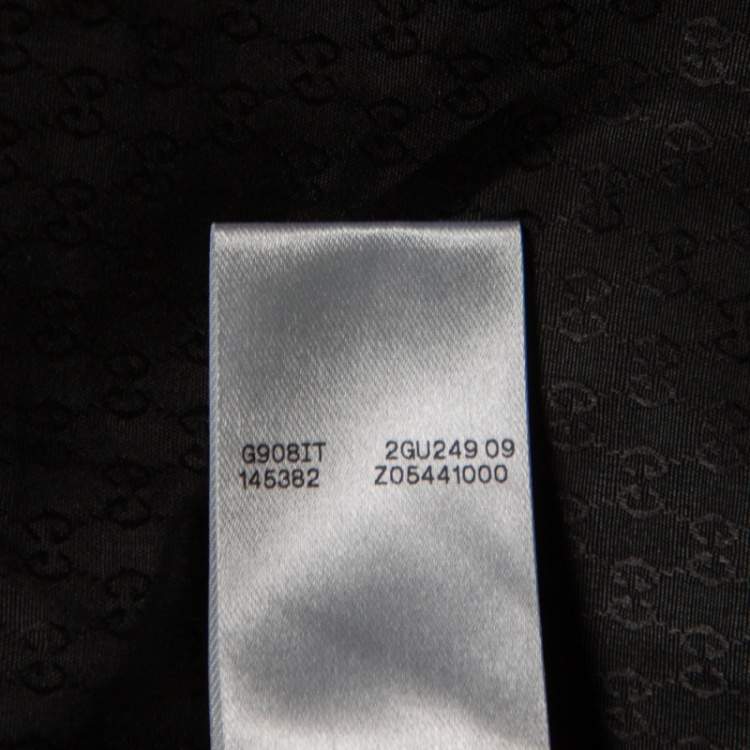 Pre Owned Gucci Black Cotton Jacquard Logo Detail Fitted Shirt M 