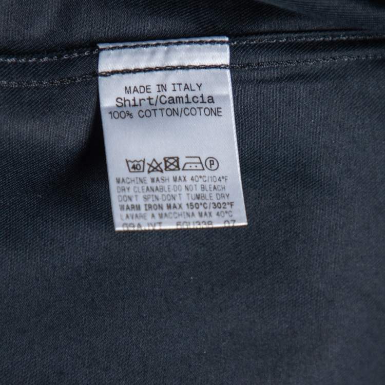 Pre Owned Gucci Black Cotton Epaulette Detail Button Front Shirt M