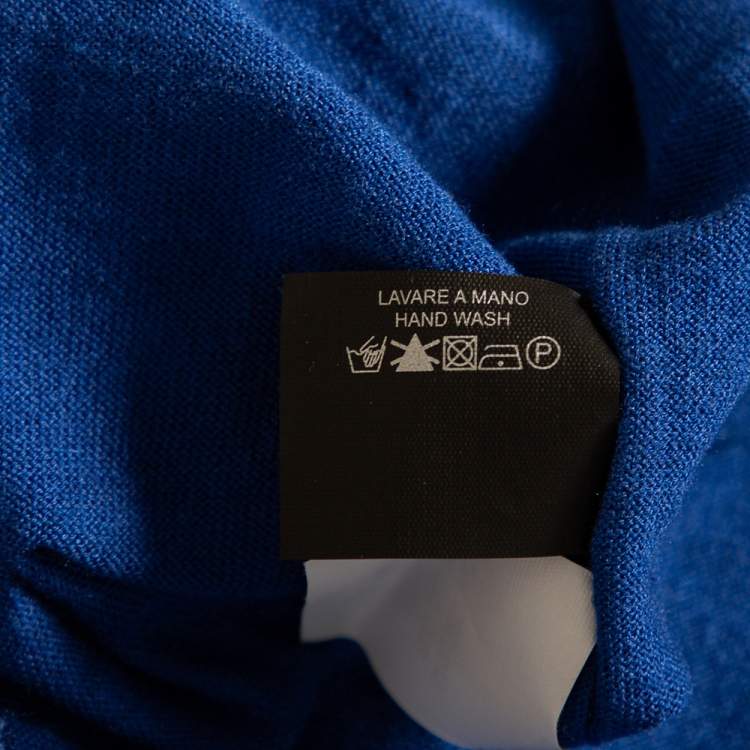Pre Owned Gucci Blue Cashmere & Silk Knit Polo T Shirt XL