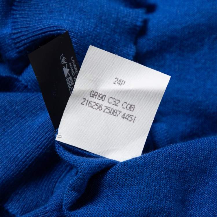 Pre Owned Gucci Blue Cashmere & Silk Knit Polo T Shirt XL