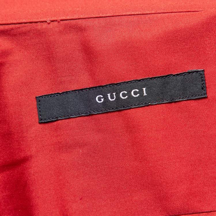 Pre Owned Gucci Burnt Orange Cotton Angled Cuff Detail Shirt M 