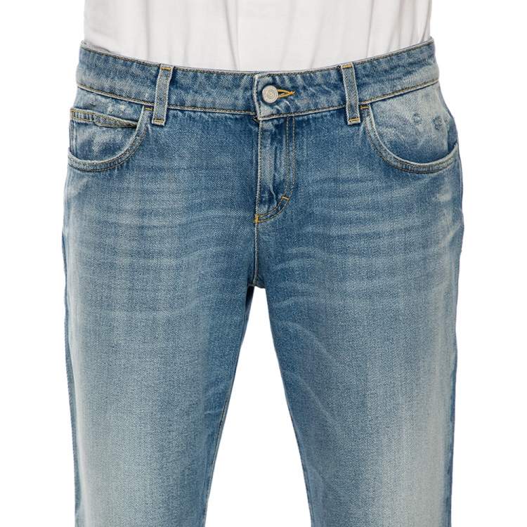مملوكة مسبقًا Gucci Light Washed Blue Denim Short Skinny Flared Jeans L