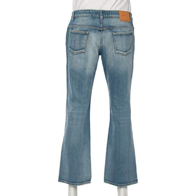 مملوكة مسبقًا Gucci Light Washed Blue Denim Short Skinny Flared Jeans L