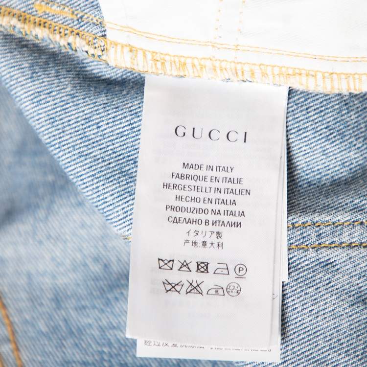 مملوكة مسبقًا Gucci Light Washed Blue Denim Short Skinny Flared Jeans L