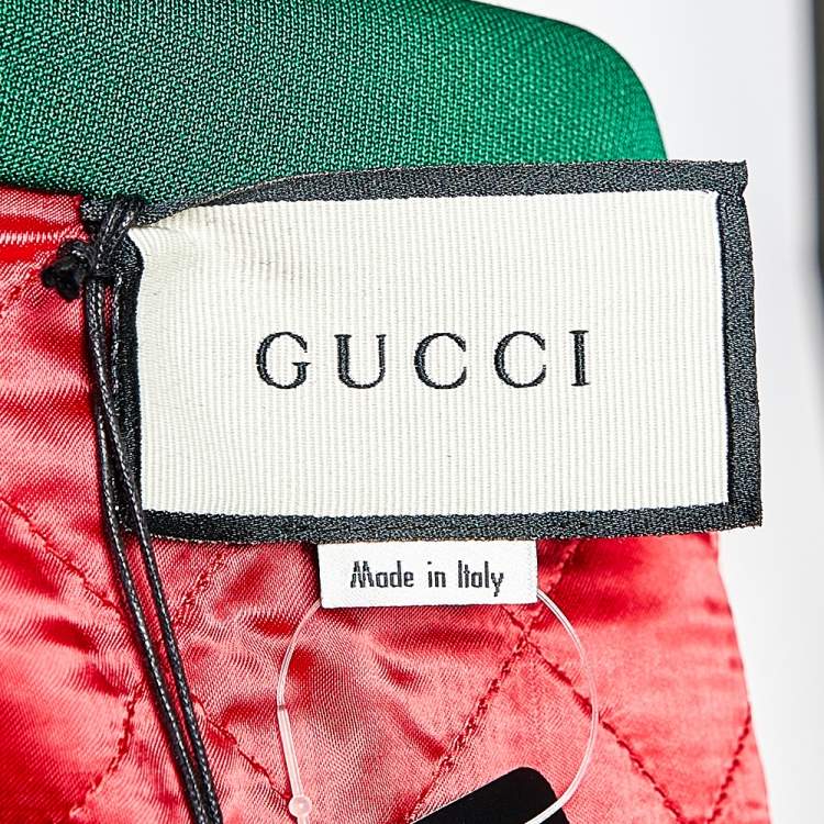 Pre Owned Gucci Green Belt Printed Silk & Jersey Technical Jacket L