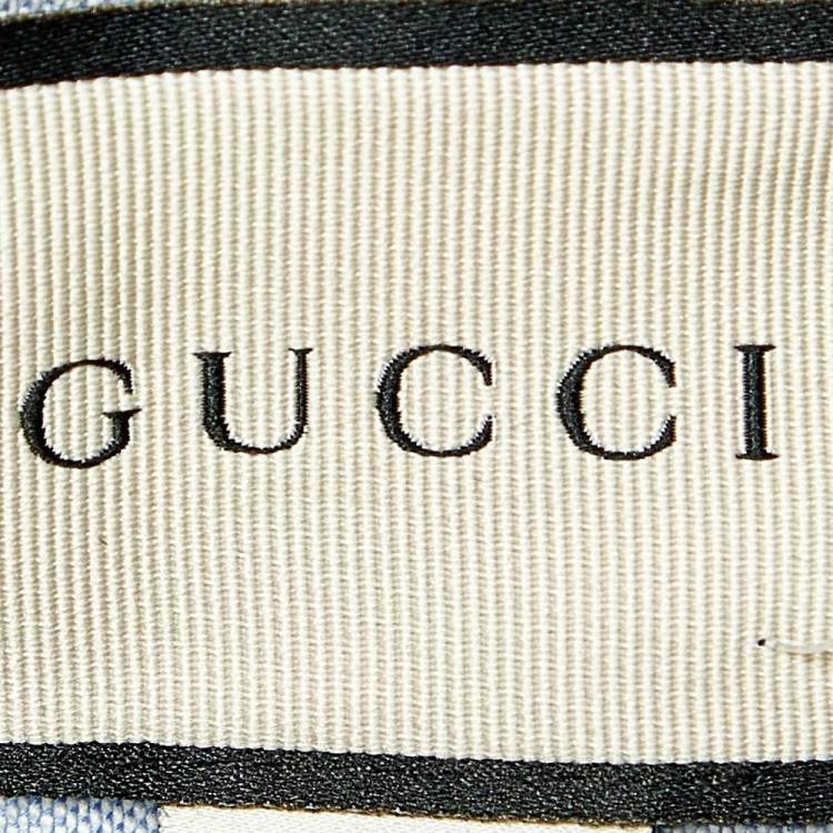 Pre Owned Gucci Blue Cotton Embroidered Pocket Detail Button Front Shirt XXL