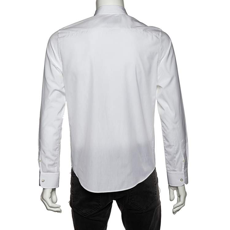 Pre Owned Gucci White Cotton L'Aveugle Par Amour Embroidered Duke Shirt M
