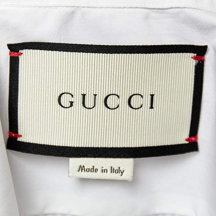 Pre Owned Gucci White Cotton L'Aveugle Par Amour Embroidered Duke Shirt M