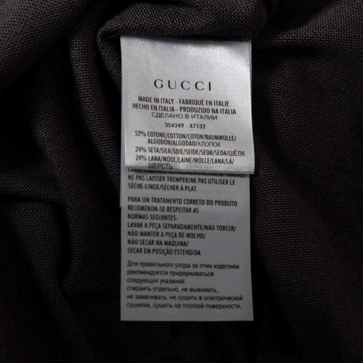 Pre Owned Gucci Grey Cotton Pique Logo Crest Printed Polo T-Shirt L
