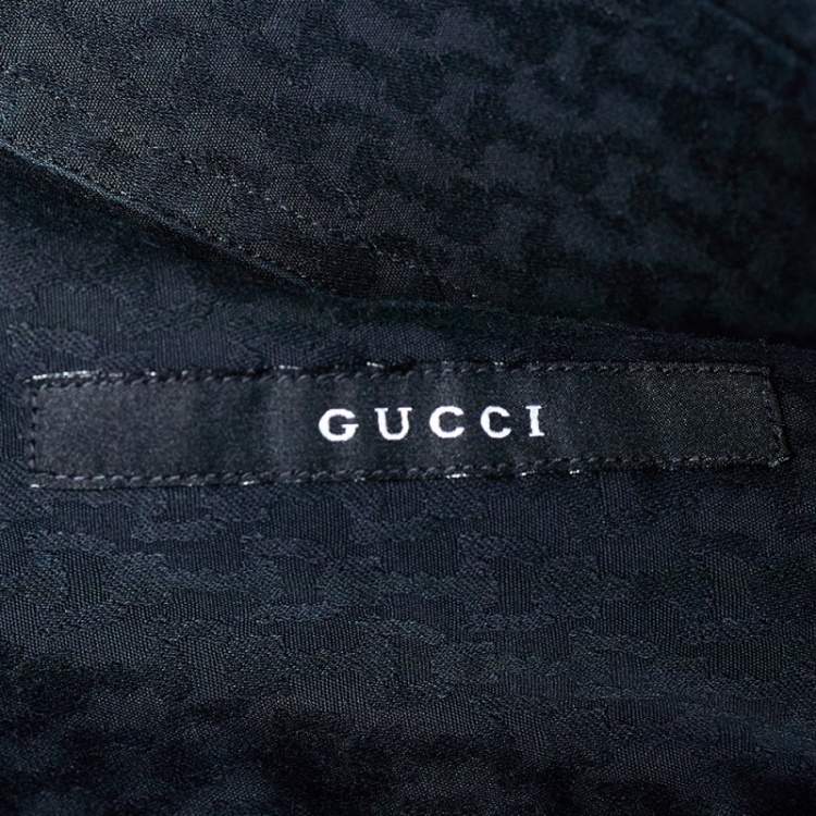 Pre Owned Gucci Black Handcuff Patterned Cotton Jacquard Button Front Shirt S
