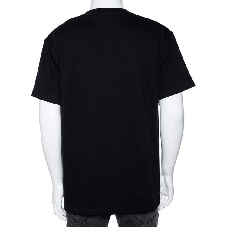 Pre Owned Gucci Black Cotton Strawberry Printed Oversized Crewneck T-Shirt S