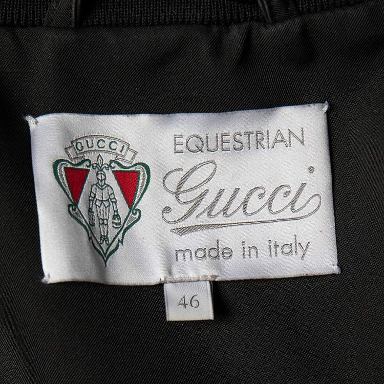 مملوكة مسبقًا Gucci Equestrian Black Web Trim Bomber Jacket S