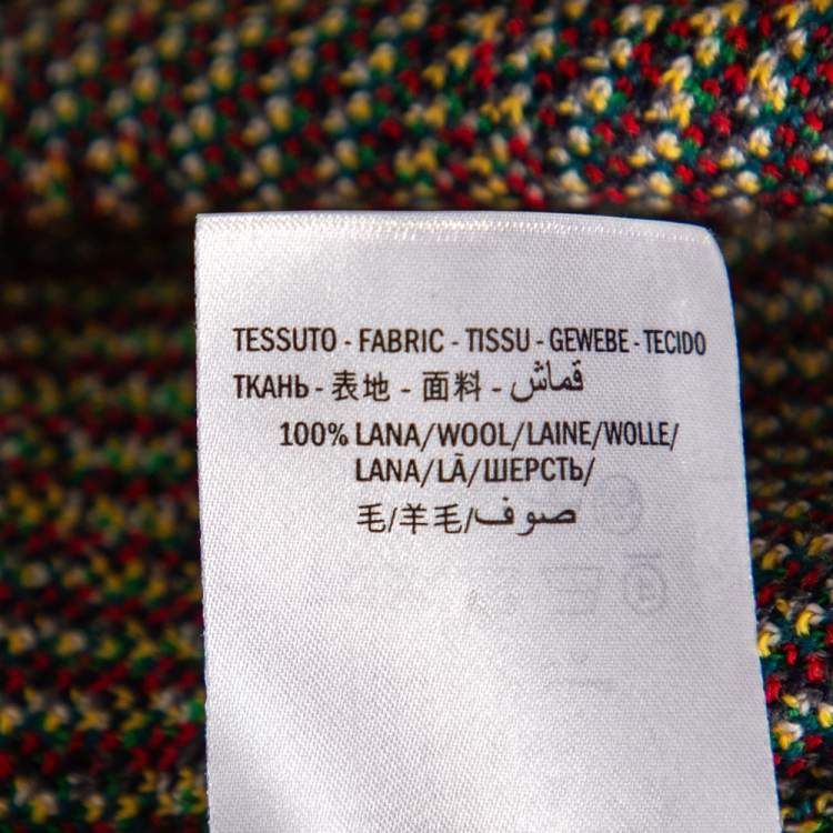 Pre Owned Gucci Green Wool Jacquard Contrast Trim Crewneck Sweater L