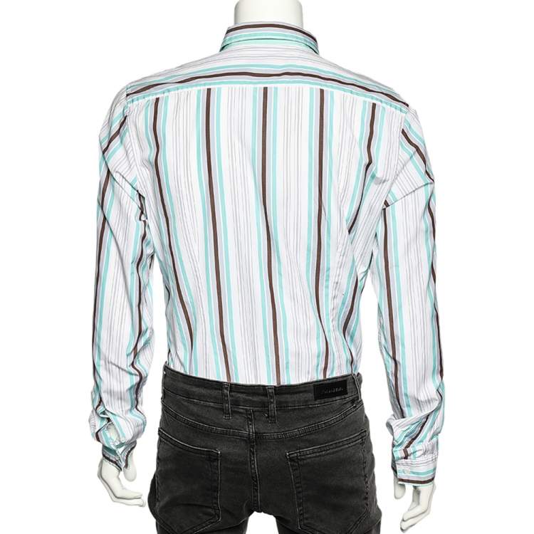 Pre Owned Gucci Multicolor Striped Cotton Button Front Skinny Shirt 3XL