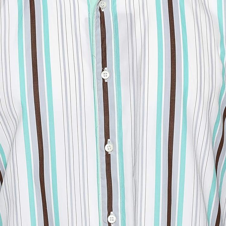 Pre Owned Gucci Multicolor Striped Cotton Button Front Skinny Shirt 3XL