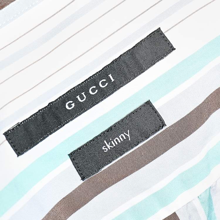 Pre Owned Gucci Multicolor Striped Cotton Button Front Skinny Shirt 3XL