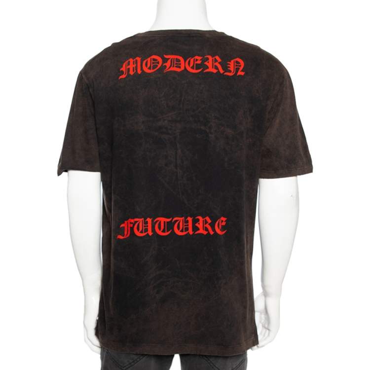 Pre Owned Gucci Brown Angry Cat Applique Cotton Short Sleeve Crewneck T-Shirt L