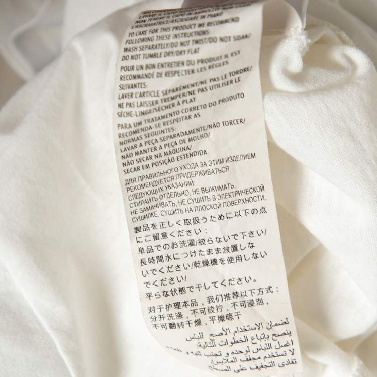 Pre Owned Gucci White Logo Printed Cotton Distressed Short Sleeve T-Shirt S