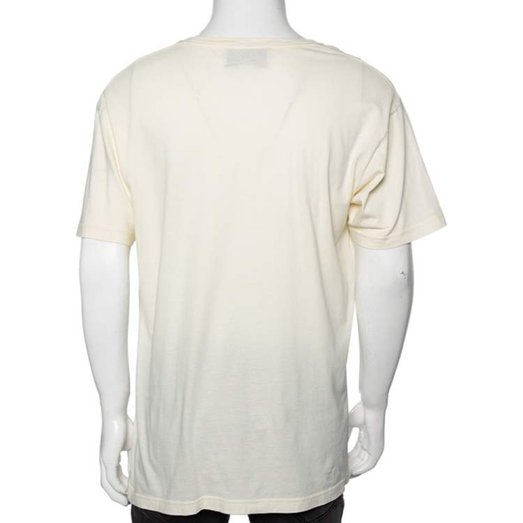 Pre Owned Gucci Cream Interlocking G Print Cotton Oversized Crewneck T-Shirt XS
