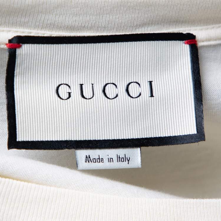 Pre Owned Gucci Cream Interlocking G Print Cotton Oversized Crewneck T-Shirt XS