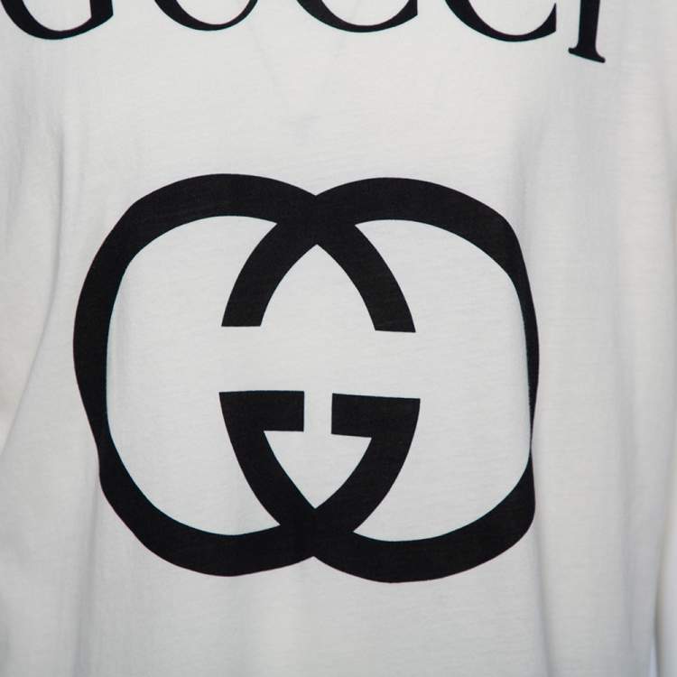 Pre Owned Gucci Cream Interlocking G Print Cotton Oversized Crewneck T-Shirt XS
