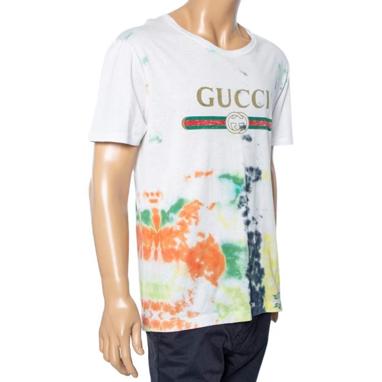 modnes i live Et centralt værktøj, der spiller en vigtig rolle Gucci Multicolored Tie-Dye Logo Printed Cotton Short Sleeve T-Shirt L Gucci  | TLC