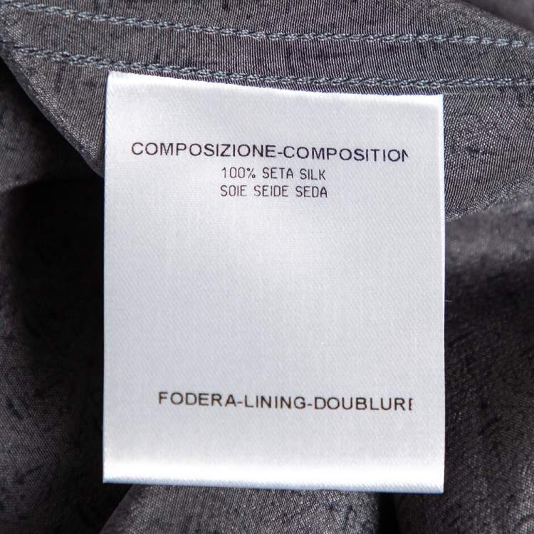 Pre Owned Gucci Charcoal Grey Printed Silk Button Front Shirt S