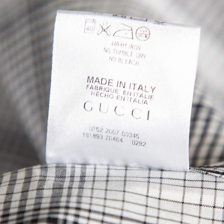 Pre Owned Gucci Monochrome Checkered Cotton Button Front Shirt M