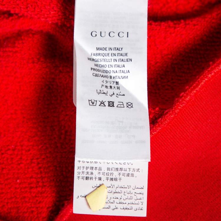 مملوكة مسبقًا Gucci Red Cotton Tomorrow Is Now Yesterday Logo Printed Crewneck Sweatshirt XS
