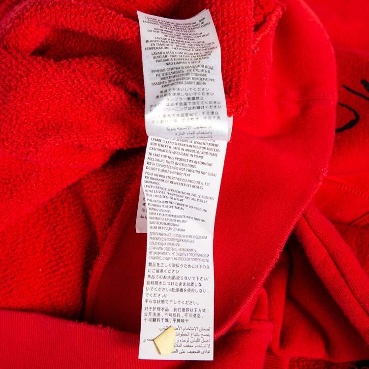 مملوكة مسبقًا Gucci Red Cotton Tomorrow Is Now Yesterday Logo Printed Crewneck Sweatshirt XS
