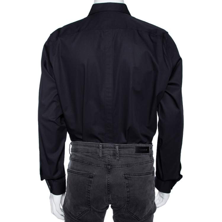 Pre Owned Gucci Black Cotton Button Front Slim Fit Shirt XXL 