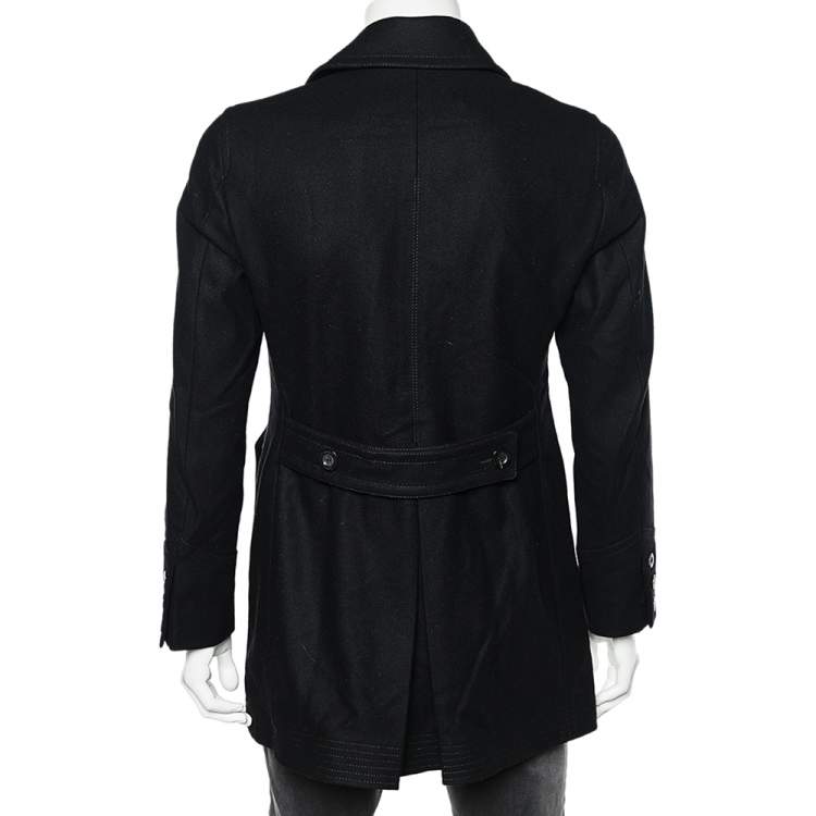 Pre Owned Gucci Black Wool Double Breasted Coat S