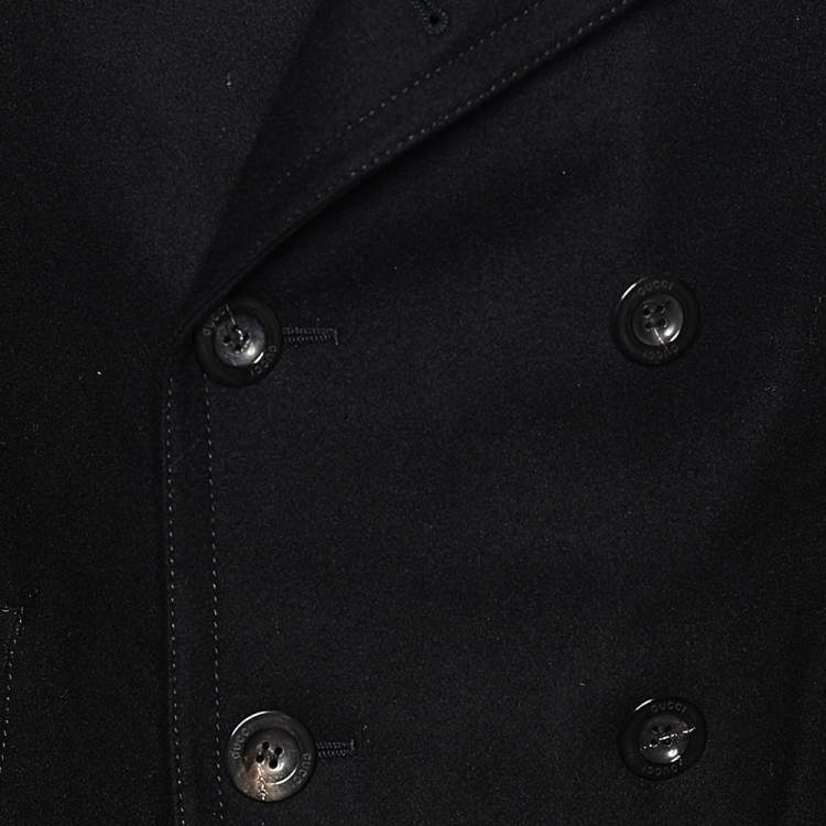 Pre Owned Gucci Black Wool Double Breasted Coat S