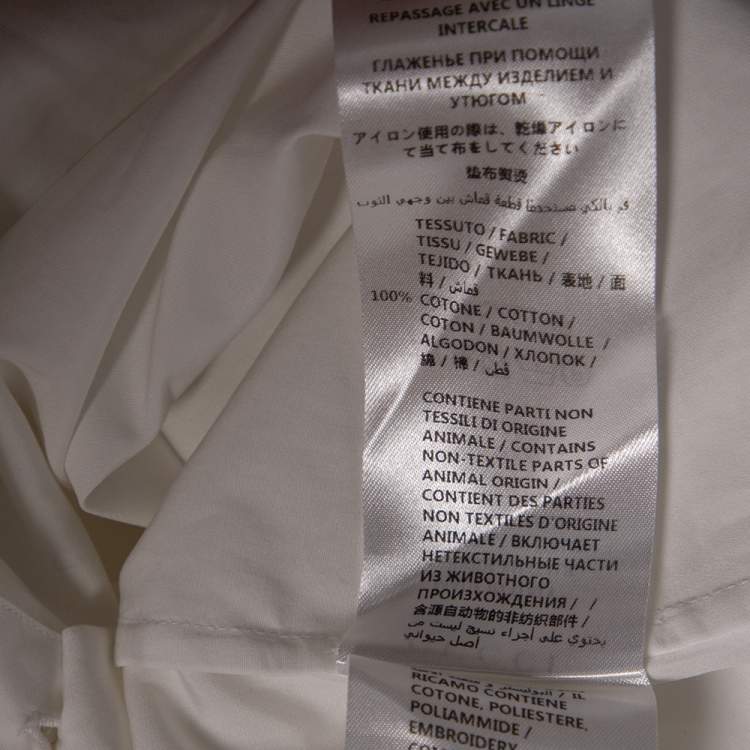 Pre Owned Gucci White Cotton Embroidered Collar Button Front Slim Fit Shirt L