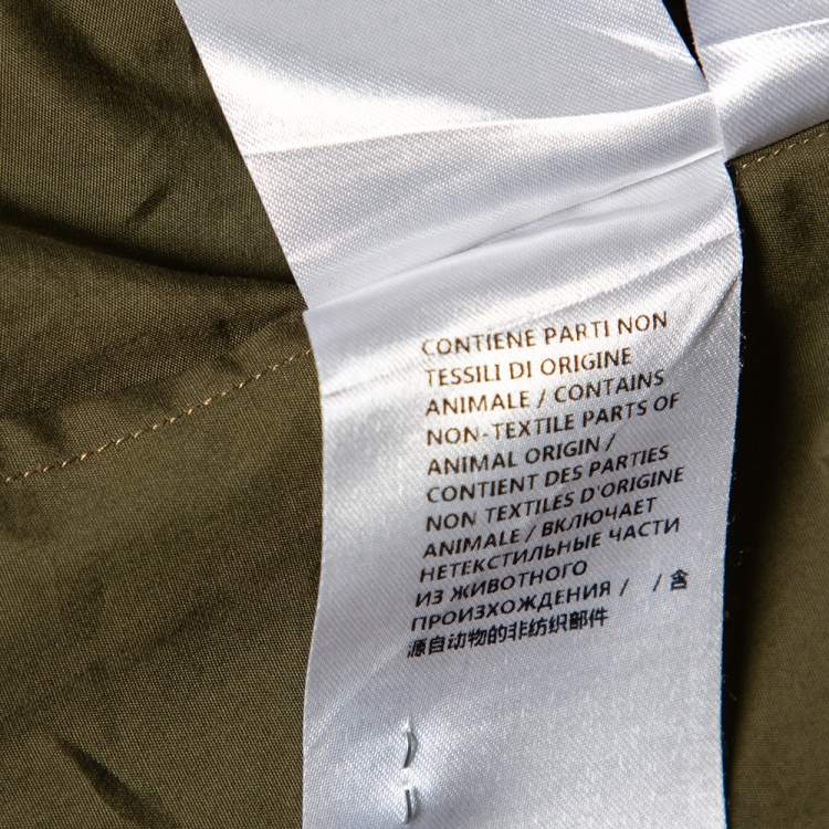 مملوكة مسبقًا Gucci Green Cotton & Leather Trim Collared Duke Fit Military Shirt XL