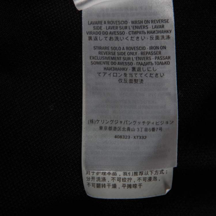 Pre Owned Gucci Black Cotton Pique Embroidered Collar Detailed Polo T-Shirt L